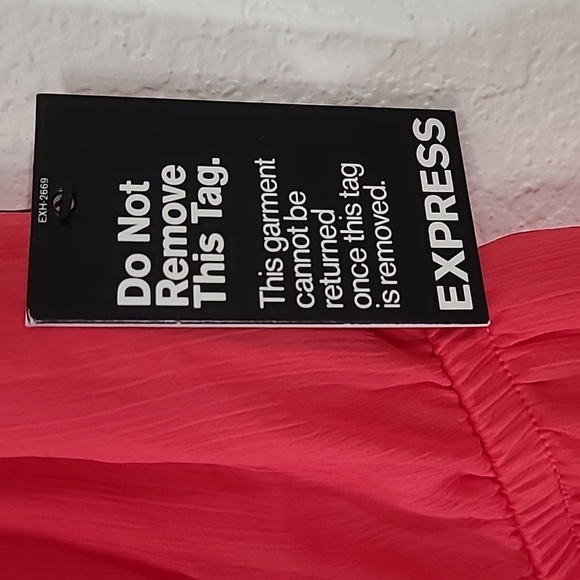 *NWT* EXPRESS Strap-Optional Flowy Orange-Red Lined Dress, size Medium - Picture 4 of 8